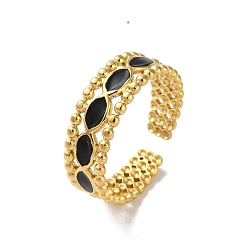 Настоящее золото 18K 304 из нержавеющей манжеты кольца стальные эмалированные, лошадиный глаз , реальный 18 k позолоченный, регулируемый