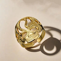 Золотой Манжеты из нержавеющей стали, череп, золотые, размер США 8 (18.1 мм)