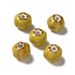 (932FM) Темно-синий аква-матовый с подкладкой Фарфоровые бусины ручной работы, рондель, темно-золотистые, 12~12.5x10 мм, отверстие : 2.5 мм