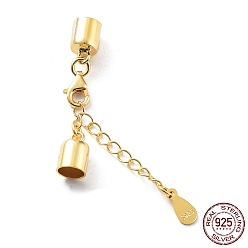 Настоящее золото 18K 925 удлинитель цепи из стерлингового серебра, концевые цепочки с застежками-караками и концами шнура, вкладки каплевидной цепочки, с печатью s925, реальный 18 k позолоченный, 28 мм