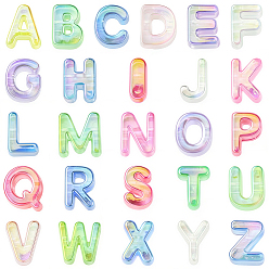 Разноцветный Европейский бусы акриловые, бусины с большим отверстием, буква аз, красочный, 20~21x8.5~21x13.5 мм, отверстие : 6 мм, 26 шт / комплект