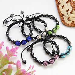 (52) Непрозрачная лаванда Модные браслеты диско-шар, квадратный браслет, hematte с бусами и бисером горный хрусталь глина, класс А, разноцветные, 45 мм