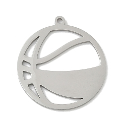 Нержавеющая Сталь Цвет 304 подвески из нержавеющей стали, полый, баскетбольный шарм, анти-тускнение, цвет нержавеющей стали, 27x24x1 мм, отверстие : 1.4 мм