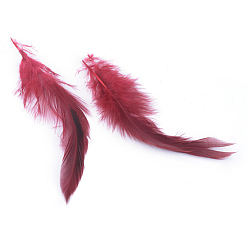 Dark Red Chicken feather Costume Accessories, Dyed, Dark Red, 35~155x7~35mm, about 750-800pcs/bundle