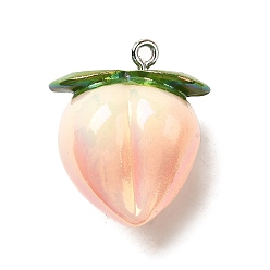 Peach Непрозрачные подвески смолы, с железной платиной петлей, AB цвет, персик, 26x22x17.5 мм, отверстие : 2 мм