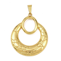 Плоский Круглый 304 подвески из нержавеющей стали, полый, золотые, плоско-круглые, 31.5x26x2.5 мм, отверстие : 6x3 мм