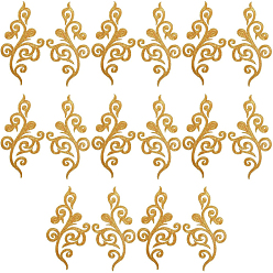 Золотистый 8 Парные аппликации с цветочным узором в этническом стиле, выполненные с помощью компьютерной вышивки., металлические нити для вышивки утюгом на украшениях аксессуары, золотые, 175~177x88~89x1 мм