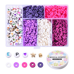 Камелия 1350 Набор бусин из полимерной глины для изготовления украшений своими руками., в том числе диск / плоские круглые бусины из полимерной глины, плоские круглые бусины акриловые, пластиковые бусины star & cube ccb и эластичная хрустальная нить, камелия, бусины из полимерной глины: около 1200 шт. / уп.