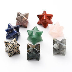 Смешанные камни Скульптура из натурального смешанного камня, целебный кристалл, звездный орнамент Меркаба, украшение домашнего офиса, 20x20x20 мм