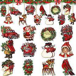 (52) Непрозрачная лаванда Рождественские темы деревянные подвески, разноцветные, 61~80x43~82x5 мм