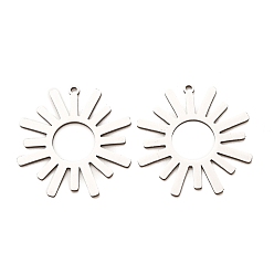Stainless Steel Color 201 Stainless Steel Pendants, Sun Charms, Laser Cut, Stainless Steel Color, 28x26.5x1mm, Hole: 1.5mm