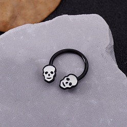 Skull 316l круглая/подковообразная штанга из нержавеющей стали с микропаве из кубического циркония, череп, внутренний диаметр: 10 мм, штифты : 1.2 мм