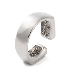 Платина Стойки с покрытием латунные кольца манжеты, долговечное покрытие для женщин, без свинца и без кадмия, платина, 7.5 мм, размер США 7 3/4 (17.9 мм)