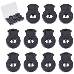 Schwarz 20 Stück umweltfreundliche Kordelstopper aus Kunststoff mit Eisenfeder, 1-Loch, Schwarz, 31x23x7 mm, Bohrung: 10 mm