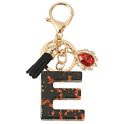 Letter E Resin Keychains, with Lobster Claw Clasps, Light Gold, Letter E, 101mm, Letter: 43.5x33.5x7.5mm