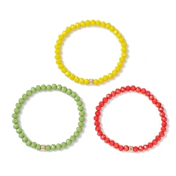 (52) Непрозрачная лаванда 3 шт. рождественские браслеты-рондели из искусственного нефрита и непрозрачного стекла с бусинами-рондель для женщин, разноцветные, внутренний диаметр: 2 дюйм (5 см)