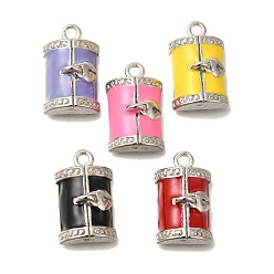 (52) Непрозрачная лаванда Латунь эмаль подвески, платина, прямоугольная коробка-подвеска, разноцветные, 22x13.5x7.5 мм, отверстие : 2.5 мм