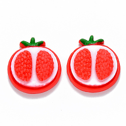 Red Resin Decoden Cabochons, Imitation Food, Pomegranate, Red, 21x19x7mm