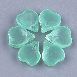 Medium Aquamarine Transparent Spray Painted Glass Pendants, Petal, Medium Aquamarine, 15x13x5mm, Hole: 1mm