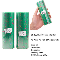 Green Heart Glitter Sequin Deco Mesh Ribbons, Tulle Fabric, Tulle Roll Spool Fabric For Skirt Making, Green, 6 inch(15cm), about 10yards/roll(9.144m/roll)