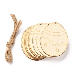 Others DIY Egg Shape Handmade Hollow Out Graffiti Wood, Easter Theme Pendant Decorations, Other Pattern, 8x6x0.2cm, Hole: 3.2mm, 10pcs/set