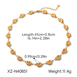 Real 18K Gold Plated Ocean 304 Stainless Steel Conch Shell Link Chain Necklaces, Real 18K Gold Plated, 16.14 inch(41cm)