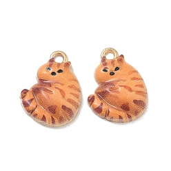 Шоколадный Подвески из эмали и сплава, подвески в форме кошки, стойки покрытие, золотые, цвет шоколада, 18x13.5x3.5 мм, отверстие : 1.6 мм