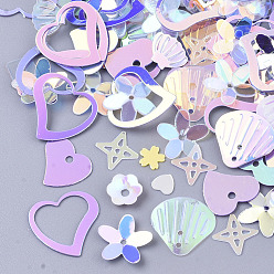 Сливовый Аксессуары для орнаментов, пластиковые пайетки / блестки из пвх, разнообразные, слива, 3~13x3~13x0.4~1.5 мм, отверстие : 0.9~1.4 мм