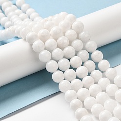 Белый Натуральный Malaysia нефритовые бусы пряди, окрашенная и подогревом, круглые, белые, 6 мм, отверстие : 0.8 мм, около 59~62 шт / нитка, 15 дюйм