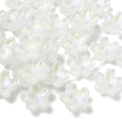 Белый 30шт гальванические прозрачные стеклянные бусины, AB Цвет покрытия, цветок, белые, 10 мм
