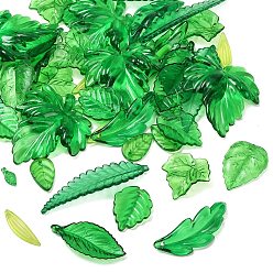 (52) Непрозрачная лаванда Прозрачные акриловые подвески, лист, разноцветные, 10~52.5x6.5~37.5x2.5~6.5 мм, отверстие : 1.2~1.6 мм, 50 шт / пакет