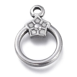 Stainless Steel Color Non-Tarnish 304 Stainless Steel Toggle Clasps Parts, Ring, Stainless Steel Color, 19x13.5x2.7mm, Hole: 1.8mm