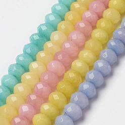 (52) Непрозрачная лаванда Бусины из натурального белого нефрита, рондель, граненые, окрашенные, разноцветные, 8x6 мм, отверстие : 1 мм, около 64 шт / нитка, 15.6 дюйм