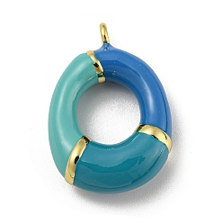 Letter O Латунь эмаль подвески, долговечный, без кадмия и без свинца, реальный 18 k позолоченный, буквенное очарование, Письмо O, 24x16.5x6 мм, отверстие : 1.8 мм