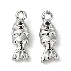 Платина Латунные микро проложить кубического циркония подвески, без кадмия, без никеля и без свинца, рыбы прелести, платина, 14x5x4 мм, отверстие : 1.2 мм