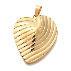 Сердце Вакуумное покрытие pvd 304 подвески из нержавеющей стали, реальный 18 k позолоченный, сердце, 30.5x26x6 мм, отверстие : 3x5.5 мм