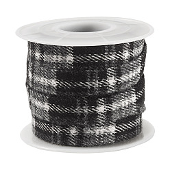 Noir Ruban en polyester de plusieurs mètres, motif écossais, pour la décoration de vêtements, avec bobines en plastique 5pc, noir, 1 pouces (3/8 mm)
