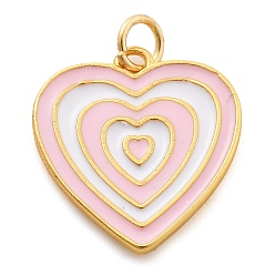 Сердце Латунь эмаль подвески, с целью перехода в кольце, реальный 18 k позолоченный, сердце, 20x17.5x4 мм, отверстие : 3 мм