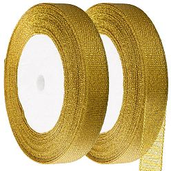 Золотистый 2рулоны блестящей металлической ленты, блеск ленты, для подарочных коробок, золотые, 5/8 дюйм (15 мм), Около 25 ярдов / рулон
