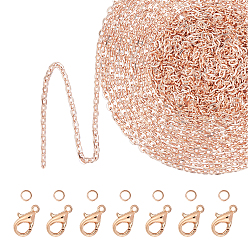 Roségold DIY-Kit, mit Alu-Karabiner Schnallen, Eisen Spaltring Biegering Bindering, ungeschweißte Eisenkabelketten (mit Kartenpapier) und ungeschweißte Eisenkanten (mit Kartenpapier), Roségold
