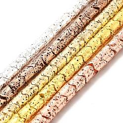 (52) Непрозрачная лаванда Гальванические бусины из натуральной лавы, колонка, разноцветные, 8x6.5 мм, отверстие : 1.4 мм, около 60 шт / нитка, 15.35~15.75 дюйм (39~40 см)