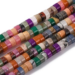 Смешанные камни Нити бусин из натурального белого нефрита, черного сетчатого камня и красного авантюрина, Heishi бусы, смешанные окрашенные и неокрашенные, 6x3.5 мм, отверстие : 1 мм, около 52 шт / нитка, 7.64'' (19.4 см)