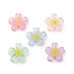 (52) Непрозрачная лаванда Непрозрачные кабошоны из смолы, цветы, разноцветные, 25x26x4.5 мм