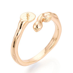 Настоящее золото 18K Настройки латунных манжетных колец, за половину пробурено бисера, без кадмия, без никеля и без свинца, реальный 18 k позолоченный, штифты : 0.8 мм, 9~9.8 мм, внутренний диаметр: 16~17.1 мм