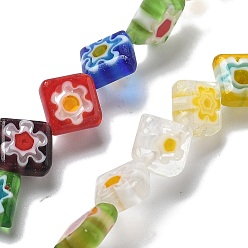 (52) Непрозрачная лаванда Handmade millefiori lampwork beads strands, ромб, разноцветные, 9~10x10~11x3~4 мм, отверстие : 0.7 мм, около 38 шт / нитка, 13.46 дюйм (34.2 см)