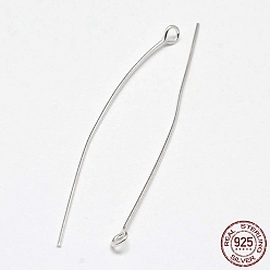 Серебро 925 булавки для глаз из стерлингового серебра, серебряные, 15x0.5 мм, Руководитель: 3 mm