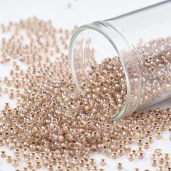 (1067) Light Rust Lined Crystal Toho runde Rocailles, japanische Rocailles, (1067) mit leichtem Rost ausgekleideter Kristall, 11/0, 2.2 mm, Bohrung: 0.8 mm, über 1110pcs / Flasche, 10 g / Flasche