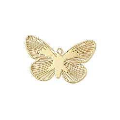 Настоящее золото 18K Латунные подвески, бабочки прелести, долговечный, без никеля , реальный 18 k позолоченный, 13.5x21x0.5 мм, отверстие : 1 мм