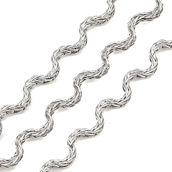 Нержавеющая Сталь Цвет 304 волнистые звенья из нержавеющей стали, пайки, с катушкой, цвет нержавеющей стали, 4x2 мм
