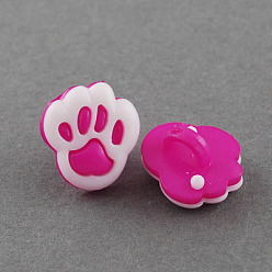 Светло-Вишневый Акриловые пуговицы с хвостовиком, 1-луночное, окрашенные, лапа, вишневый и белый, 19x17x8 мм, отверстие : 4x2 мм